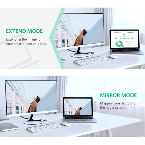 UGREEN 10461 Mini DP to HDMI Adapter in black, designed for seamless audio and video transmission from Mini DisplayPort to HDMI displays.